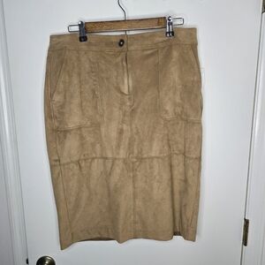 Liz Claiborne Faux Suede Tan Pencil Skirt NWT 12